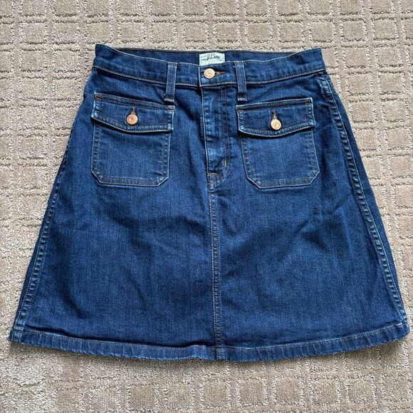 J. Crew Dresses & Skirts - J Crew Patch Pocket Denim Jean Skirt Women's 28 Blue A Line Western Cowgirl Cute